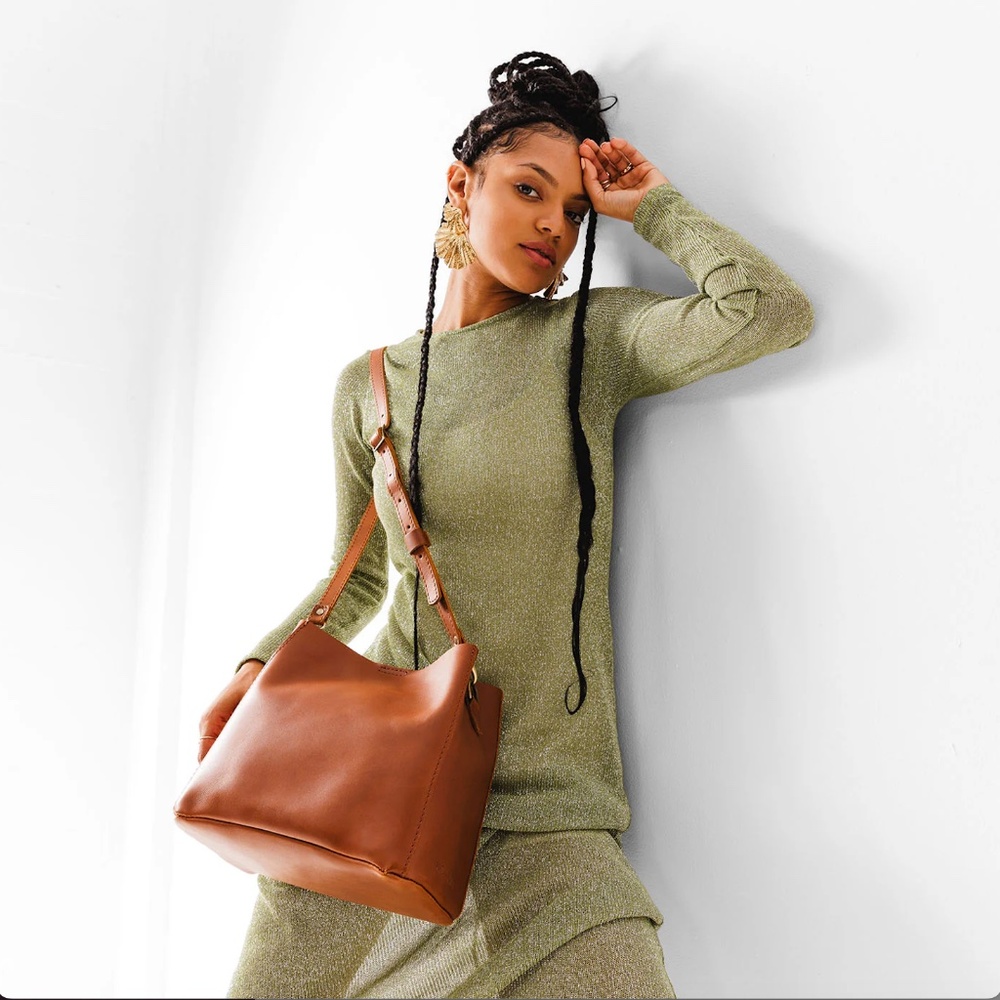 Portland Leather Butterfly Bucket Bag in Honey - Picture 2 of 8